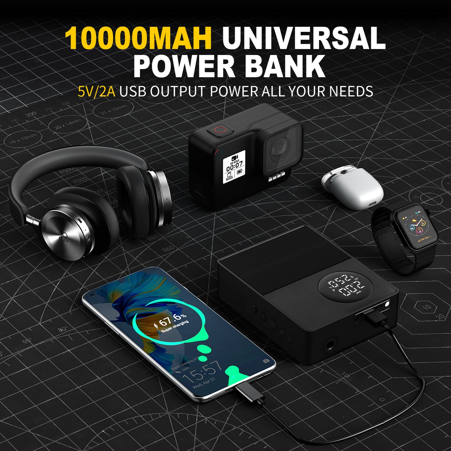 Car Emergency Starting Power Supply, Inflatable Pump, Emergency Lighter Battery, 3-in-1, Suitable For 12V8.5L Displacement Gasoline Vehicles, 12V5L Diesels Vehicles, New Energy Vehicles